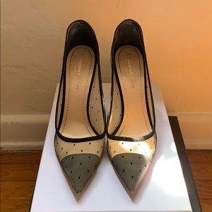 Slightly Worn! New DIOR Dotted Swiss Tulle Pump.